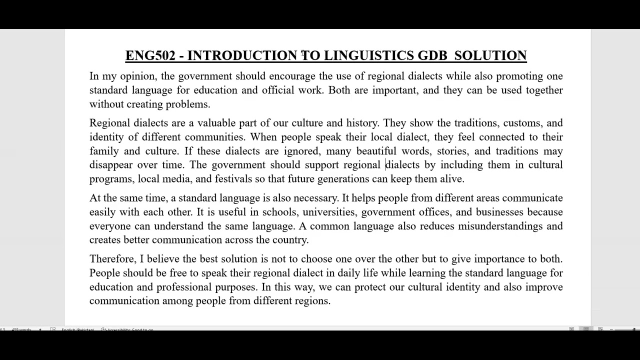 ENG502 GDB Solution 2026 | Introduction to Linguistics Virtual University (VU)