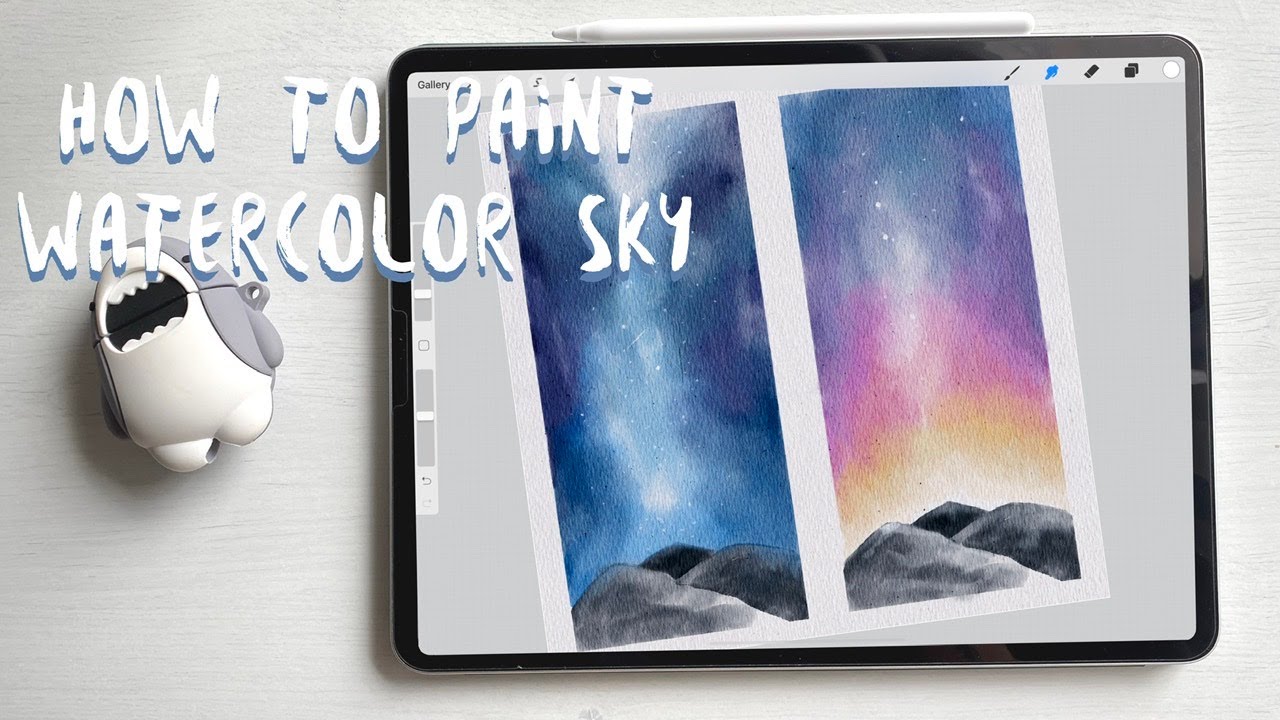How to paint Watercolor Galaxy in Procreate for beginners - digital tutorial step by step on IPad