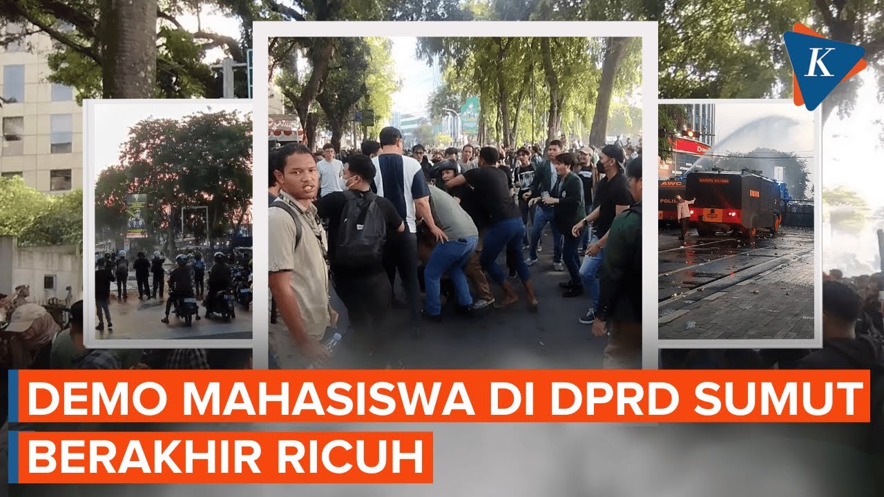 Demo di DPRD Sumut Ricuh: Massa Robohkan Pagar, Polisi Tembakkan Gas Air Mata