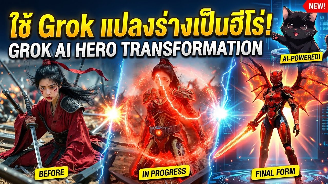 วิธีใช้ Grok AI แปลงร่างเป็นฮีโร่! สอนใช้ Gemini Gem สร้าง Prompt วิดีโอ AI ฟรี #grokai #howto #ai 