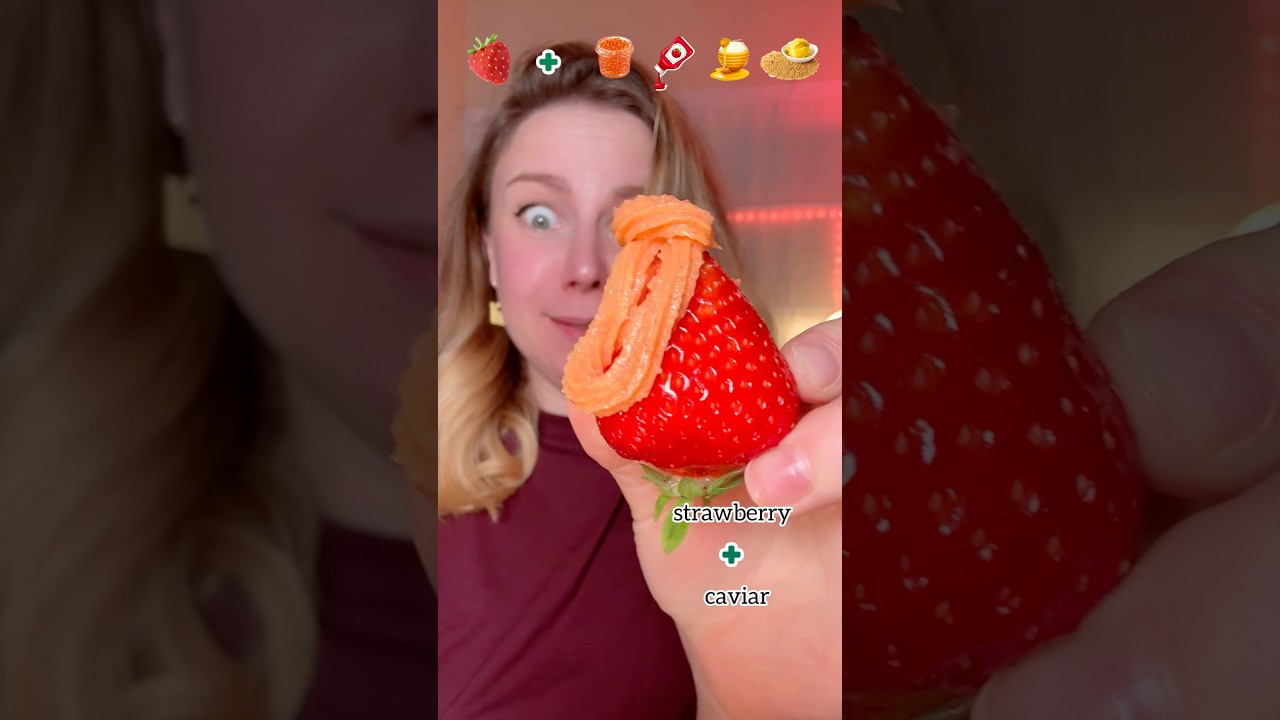 WEIRD COMBO! STRAWBERRY + CAVIAR 🤯 #food #weird #combo #strawberry