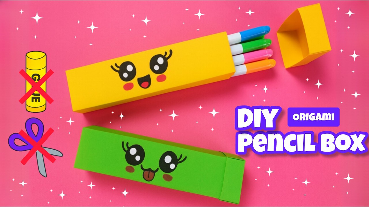DIY Easy Origami Pencil Box ✏️ | Step‑by‑Step Tutorial for Kids | No‑Glue Paper Craft Organizer