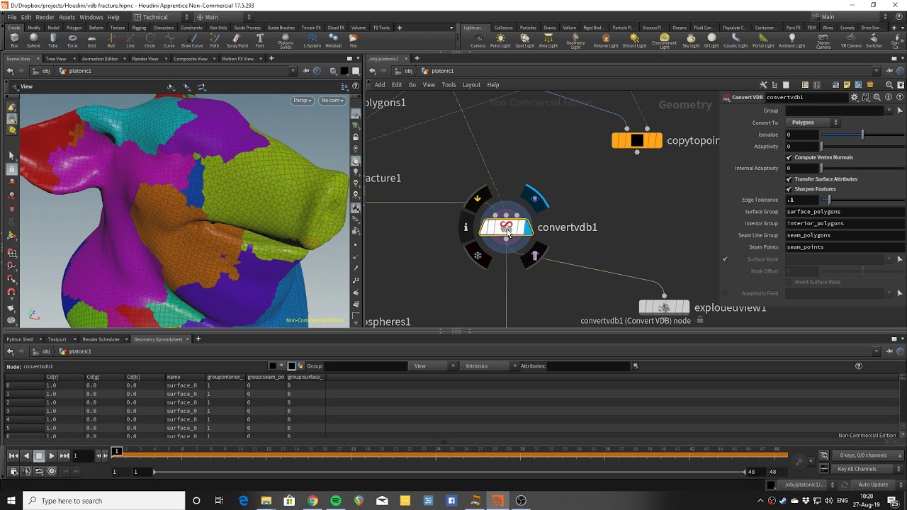 Houdini 17.5 VDB fracture and Bullet RBD sim