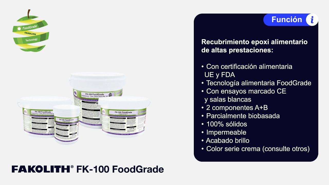 FAKOLITH FK-100 - Pintura alimentaria epoxi certificada EU y FDA contacto alimentos, bebidas y agua
