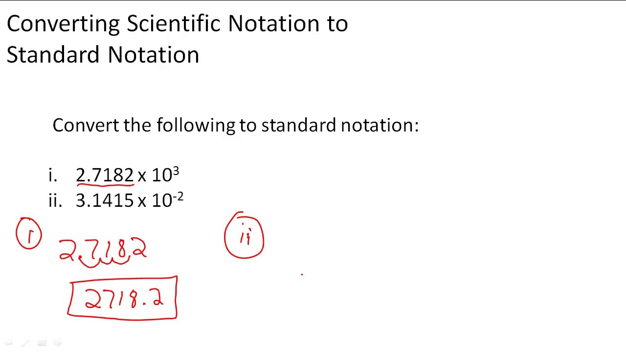 Converting scientific notation to standard notation