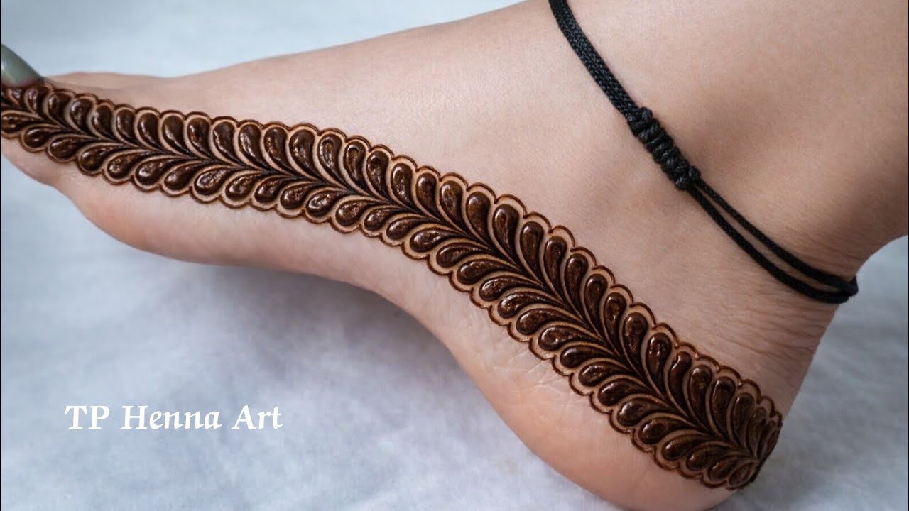 Very very Easy Very Simple Border Mehndi Design for Foot#day -5