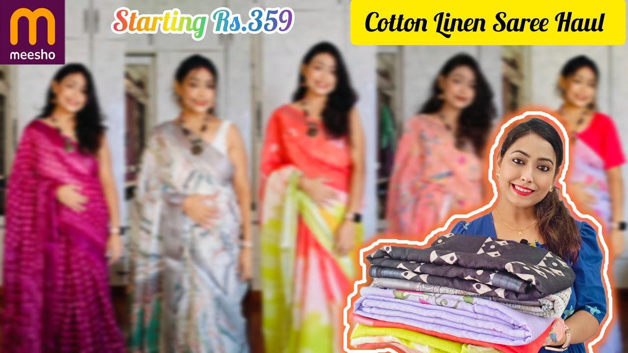 💖 meesho Saree Haul 💖 Cotton Linen Saree Under 450  💖 Summer Collection Saree @pranamitarbvlogs