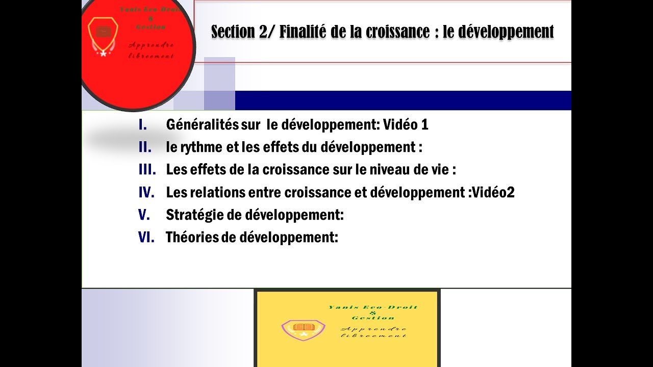 Développement économique: Finalité de la croissance