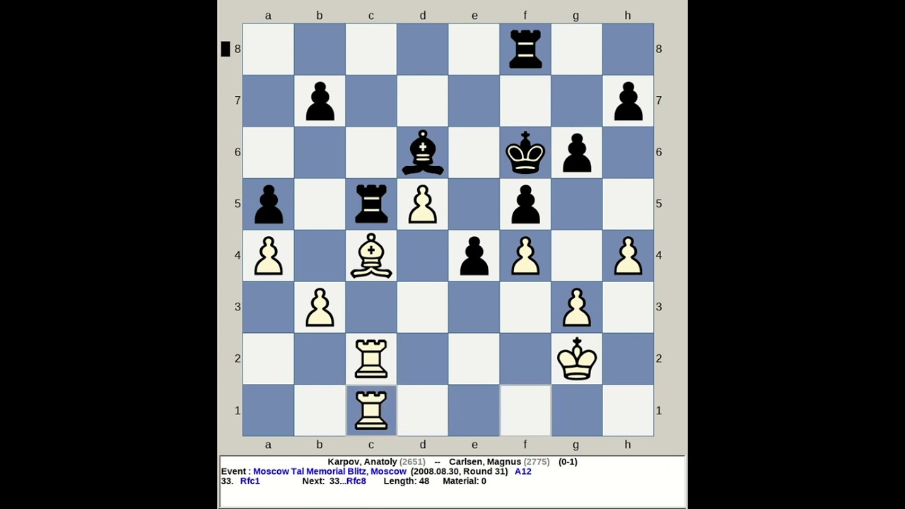 Karpov, Anatoly vs Carlsen, Magnus | Moscow Tal Memorial Blitz Chess 2008, Russia