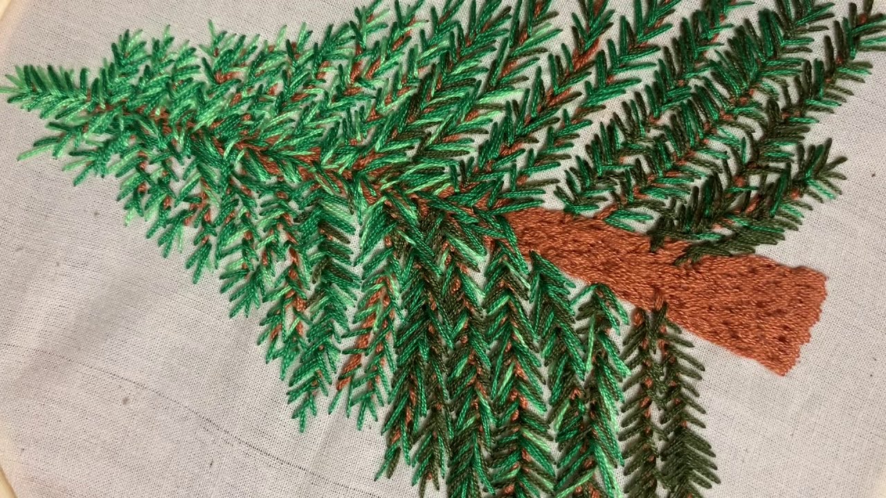 Christmas Tree Hand Embroidery using long&short stitch, Easy for beginners, Christmas Decorations