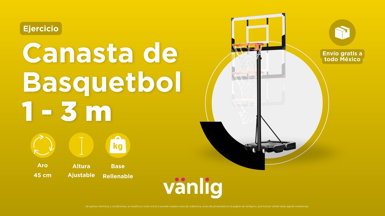 Canasta de b&aacute;squet ajustable 1m a 3m | Ideal para todas las edades 🏀