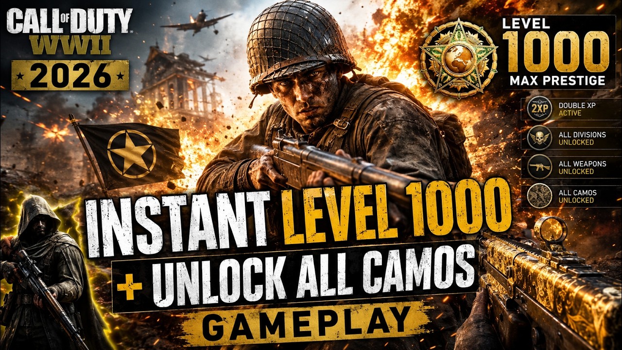 Call of Duty WW2 в 2026 году! Мгновенное повышение уровня до 1000 + разблокировка всех камуфляжей.