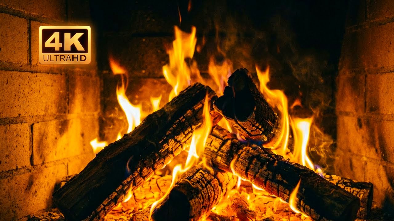 Real Fireplace Crackling 🔥 Cozy Night Ambience for Deep Sleep & Relaxation 4K