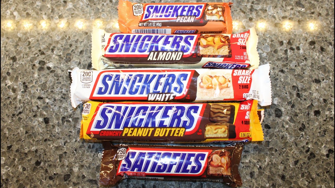 Snickers Candy Bars: Pecan, Almond, White, Crunchy Peanut Butter & Original Review