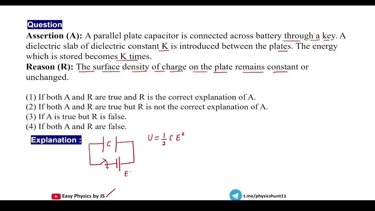 Assertion–Reason | Capacitor with Dielectric I JEE I NEET | Competitive Exams