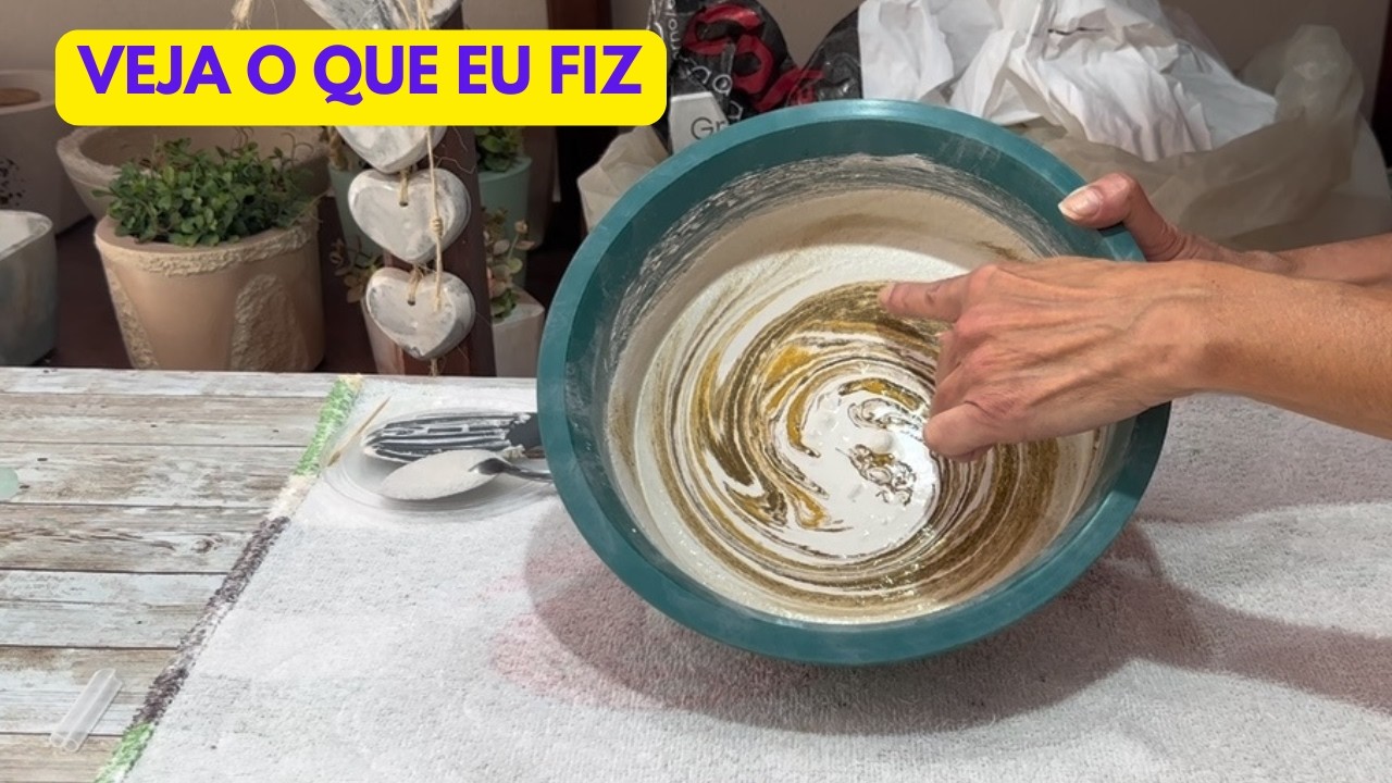 Como criar peça com POTE de VIDRO + Argamassa AC3 + Cimento Estrutural + Resina Epóxi 