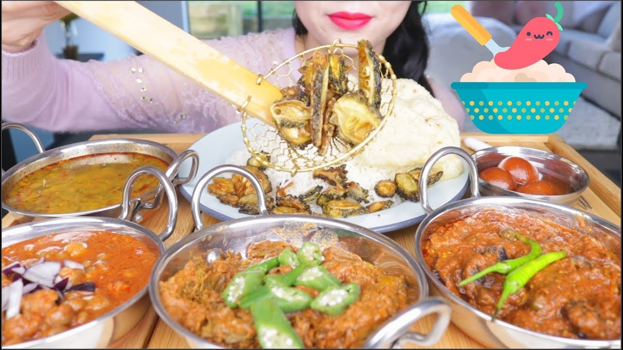 ASMR INDIAN FOOD | GULAB JAMUN | KARELA FRY | EGGPLANT CURRY | EATING SOUNDS | NO TALKING