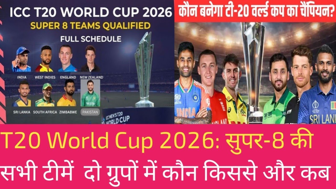T20 World Cup 2026: सुपर-8 की सभी टीमें हुई पक्‍की, दो ग्रुपों में कौन किससे और कब 