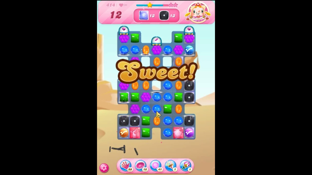 Candy Crush Saga Level 414 - 2 Stars,  18 Moves Completed