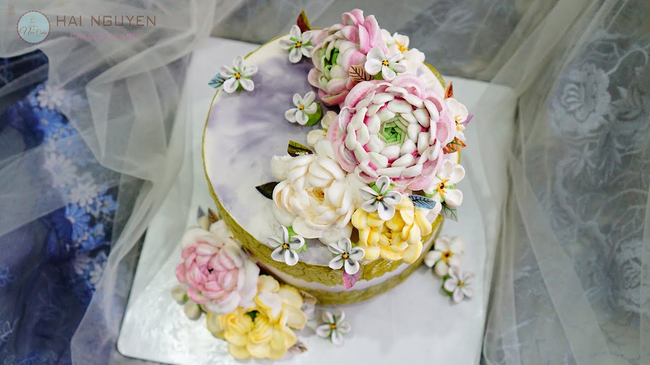 Amazing Decorate Beautiful Flower Cake With Lace Sugar |Bánh Hoa Trang Trí Đẹp Kết Hợp với Ren Đường