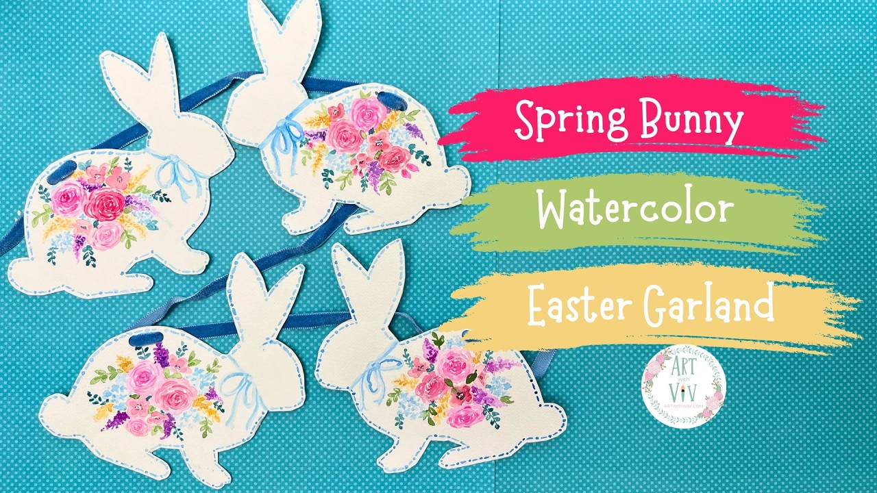 Spring Bunny Garland🌸 Easy Watercolor Easter Craft