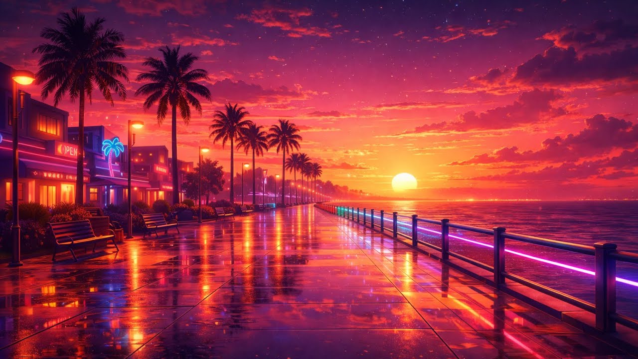 Synthwave 80s Ambience | Retro Sunset | Background music