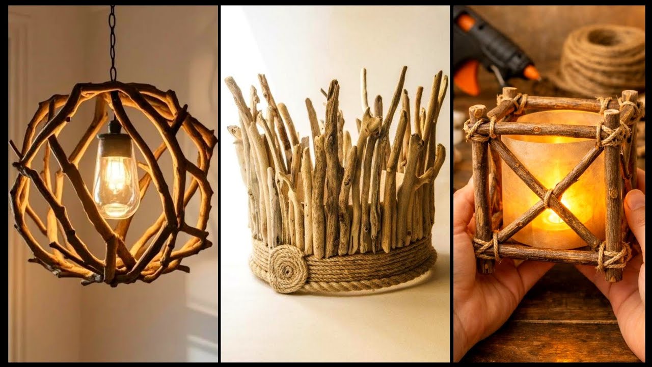Amazing Creative Rustic Jute & Twig Wood Lamp Craft | Handmade Natural Home Décor