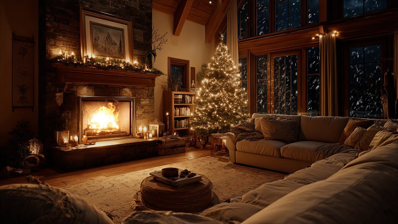 Snow Drifting Through the Glow of Firelight ❄️ A Quiet Winter Soundscape for Rest