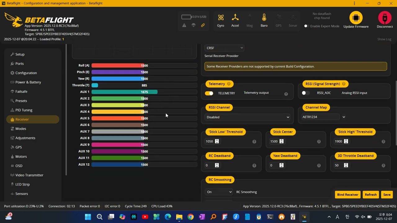 Speedybee Mario5 Power kit BTFL factory settings