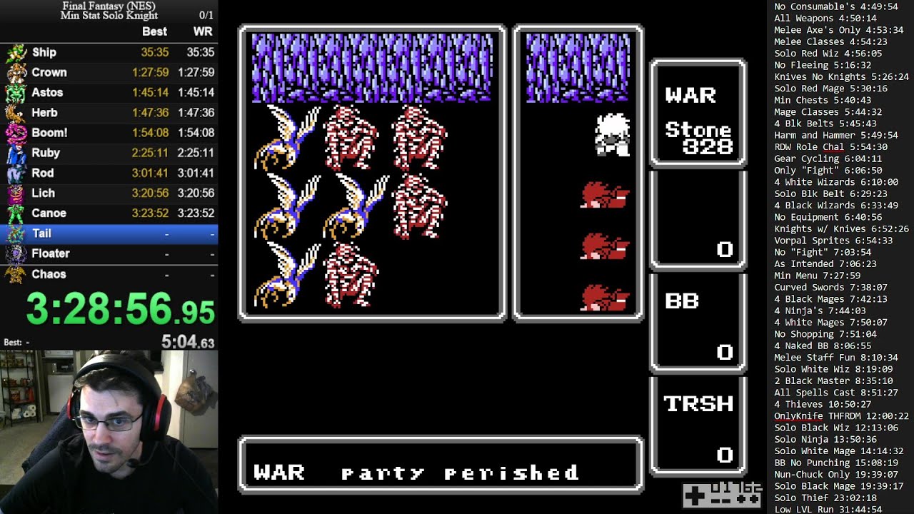 FF1 NES Min Stat Knight LVL 24 vs Chaos
