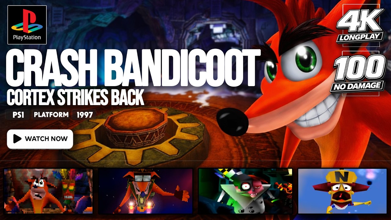 [100% & NO DAMAGE] Crash Bandicoot 2: Cortex Strikes Back | PS1 LONGPLAY | FULL GAME | 4K