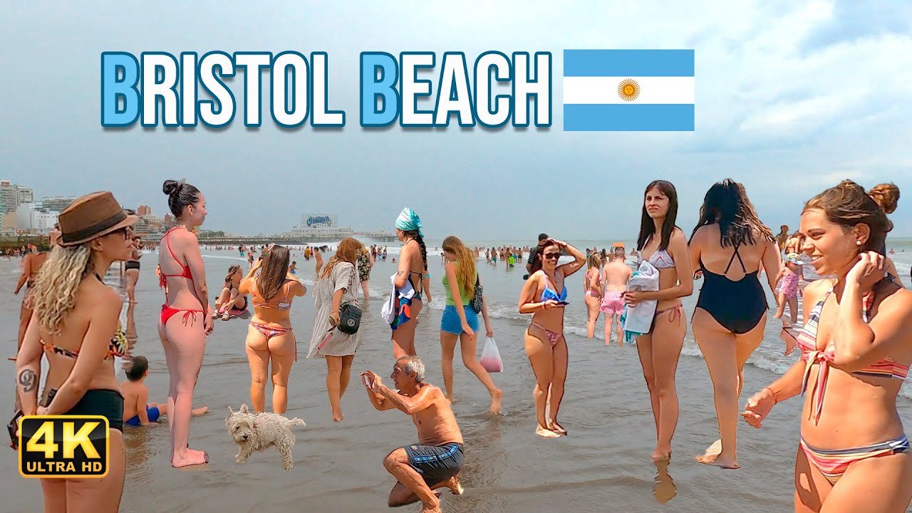 4K - Beach Walk BRISTOL BEACH MAR DEL PLATA Nice Rainy Day