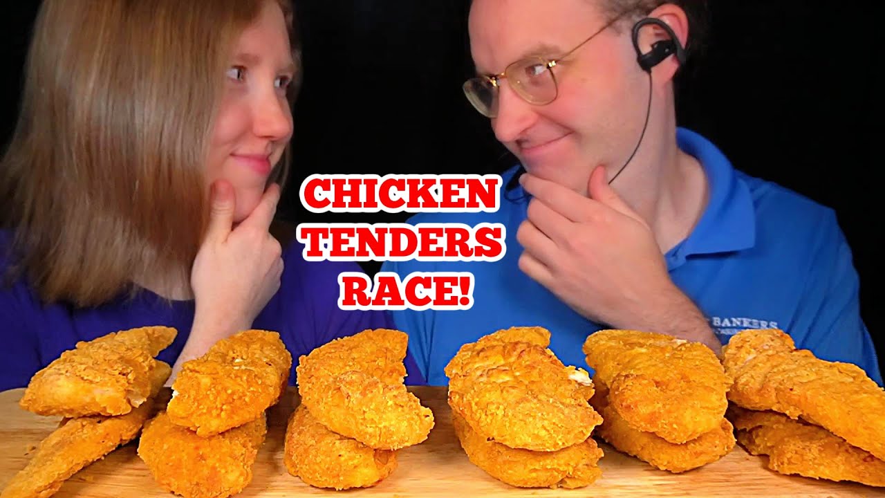 ASMR CHICKEN TENDERS RACE MUKBANG (No Talking) EATING SOUNDS