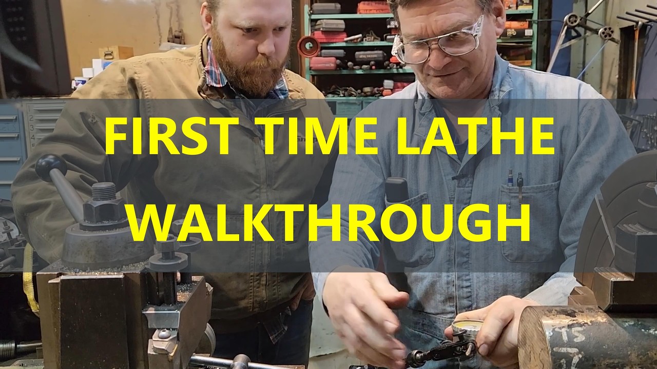 Teaching a shop visitor to run a lathe!