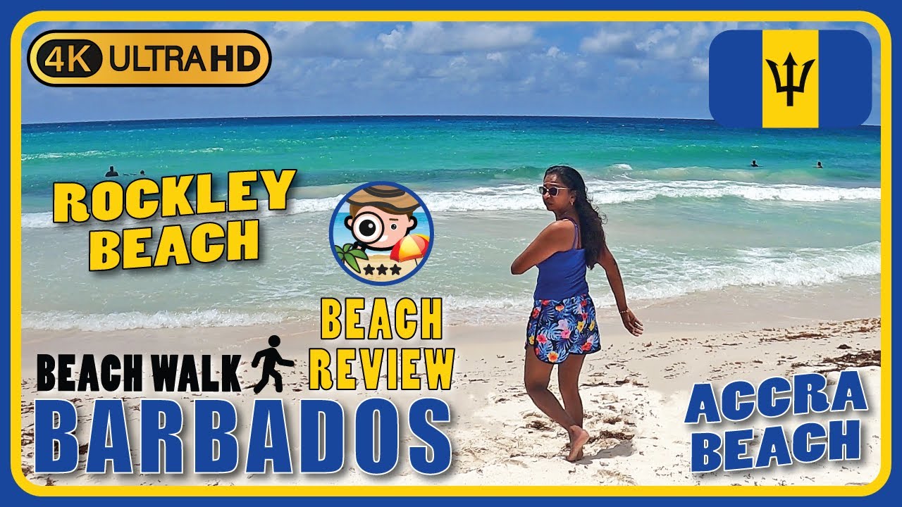 🔱 Rockley Beach (Accra) Boardwalk Barbados 🇧🇧 (Chilled beach) 4K Walking Tour/Beach Walk & Review