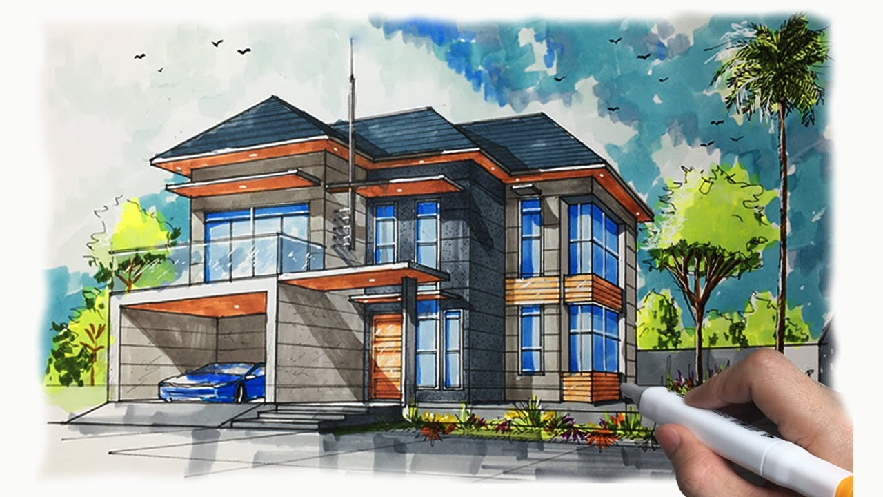 HOW TO DRAW A HOUSE IN 2 POINT PERSPECTIVE.