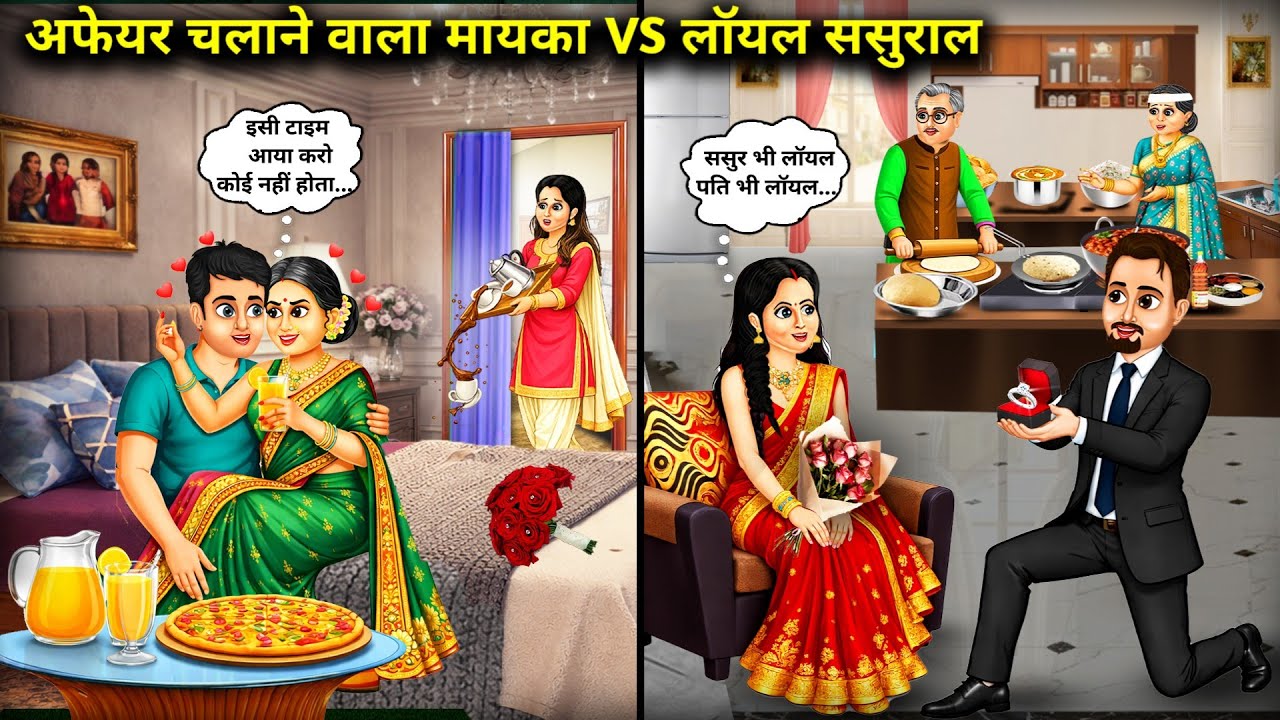 अफेयर चलाने वाला मायका vs लॉयल ससुराल || Cartoon Video || Affair-seeking parents vs loyal in-laws ||