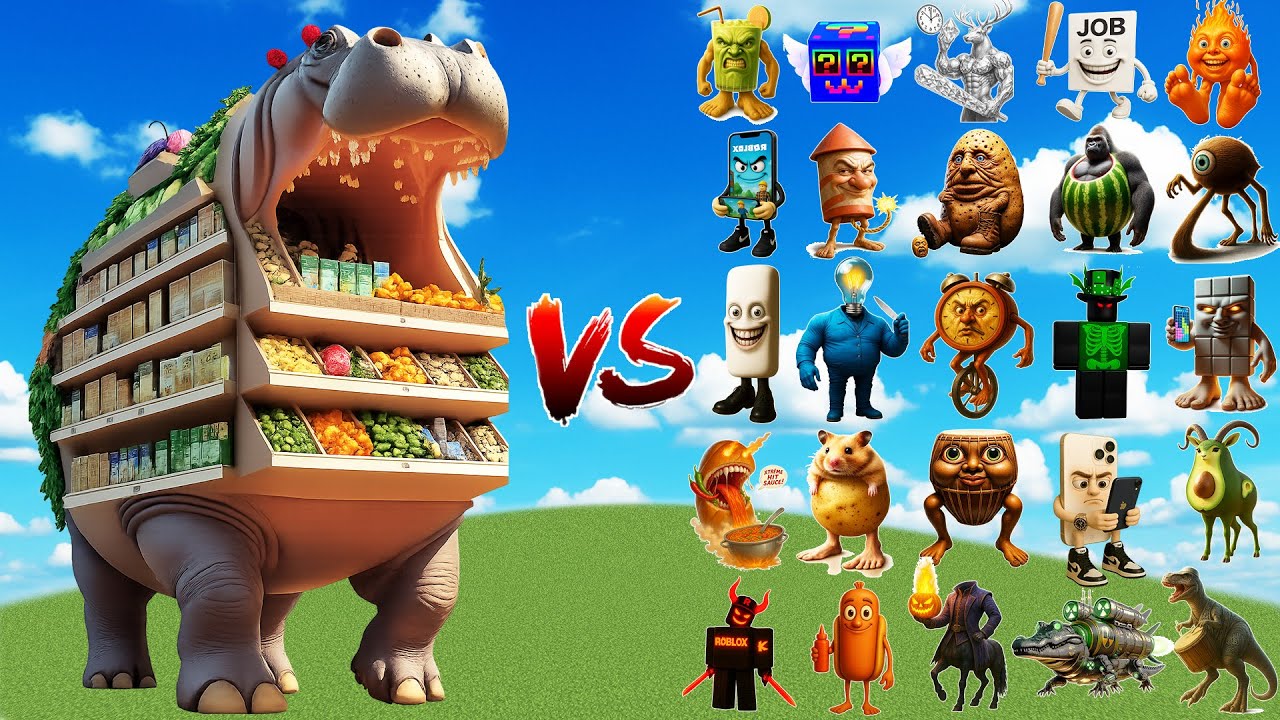 Супермакет Гиппопотамино против всех боссов Brainrot | Битва мобов в Minecraft