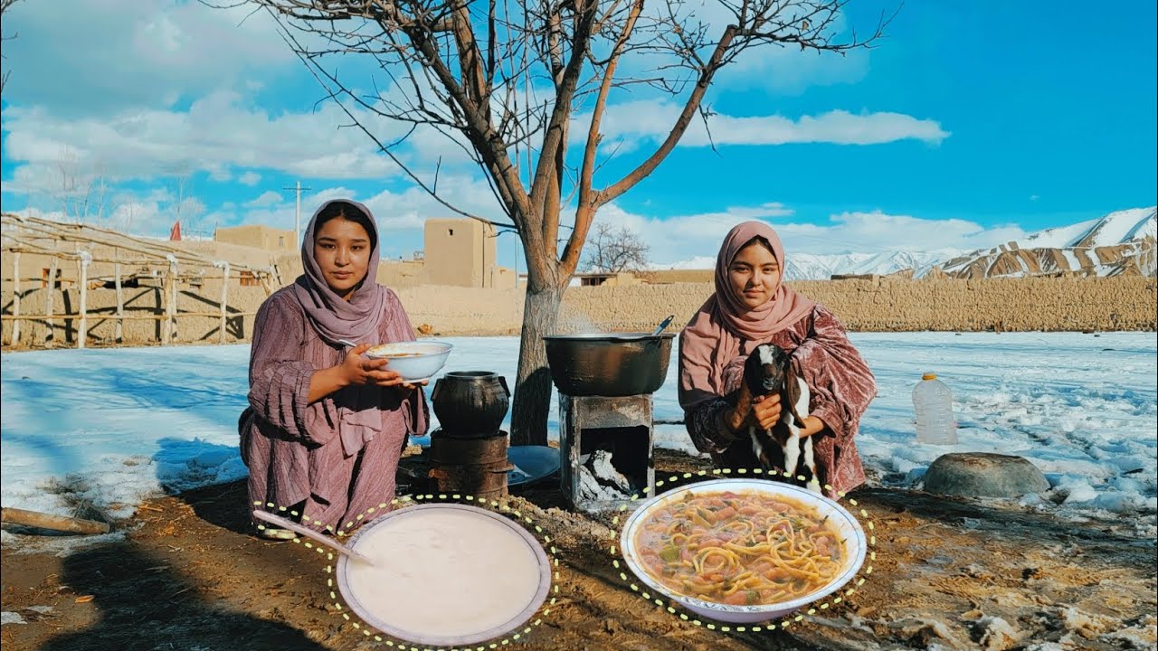 Afghanistan Village #  Cooking # Style food #beans with spaghetti 