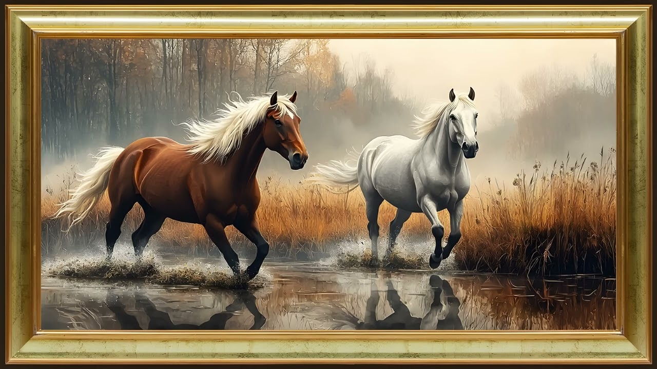 Sonbaharda Dörtnala Koşan Atlar - Art Frame - Televizyonunu Tablo Yap!