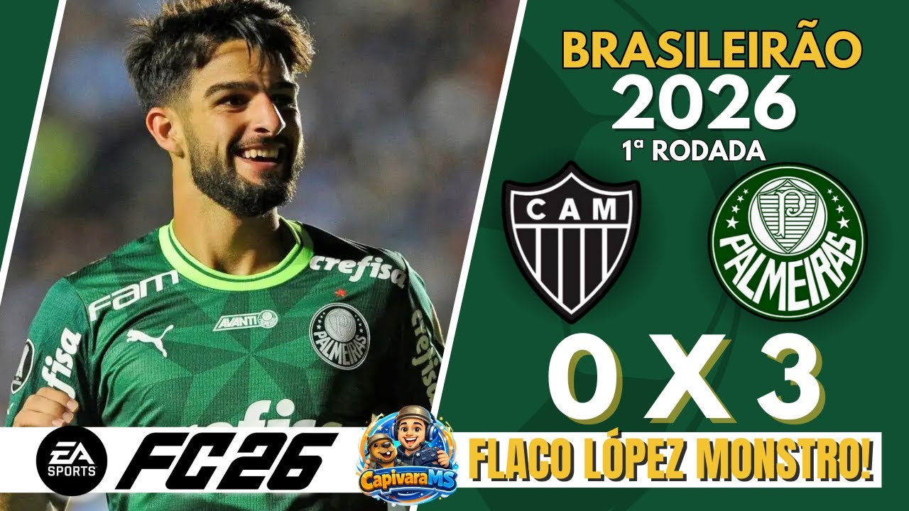 PALMEIRAS AMASSA FORA DE CASA! 3x0 no Galo | Brasileirão FC 26
