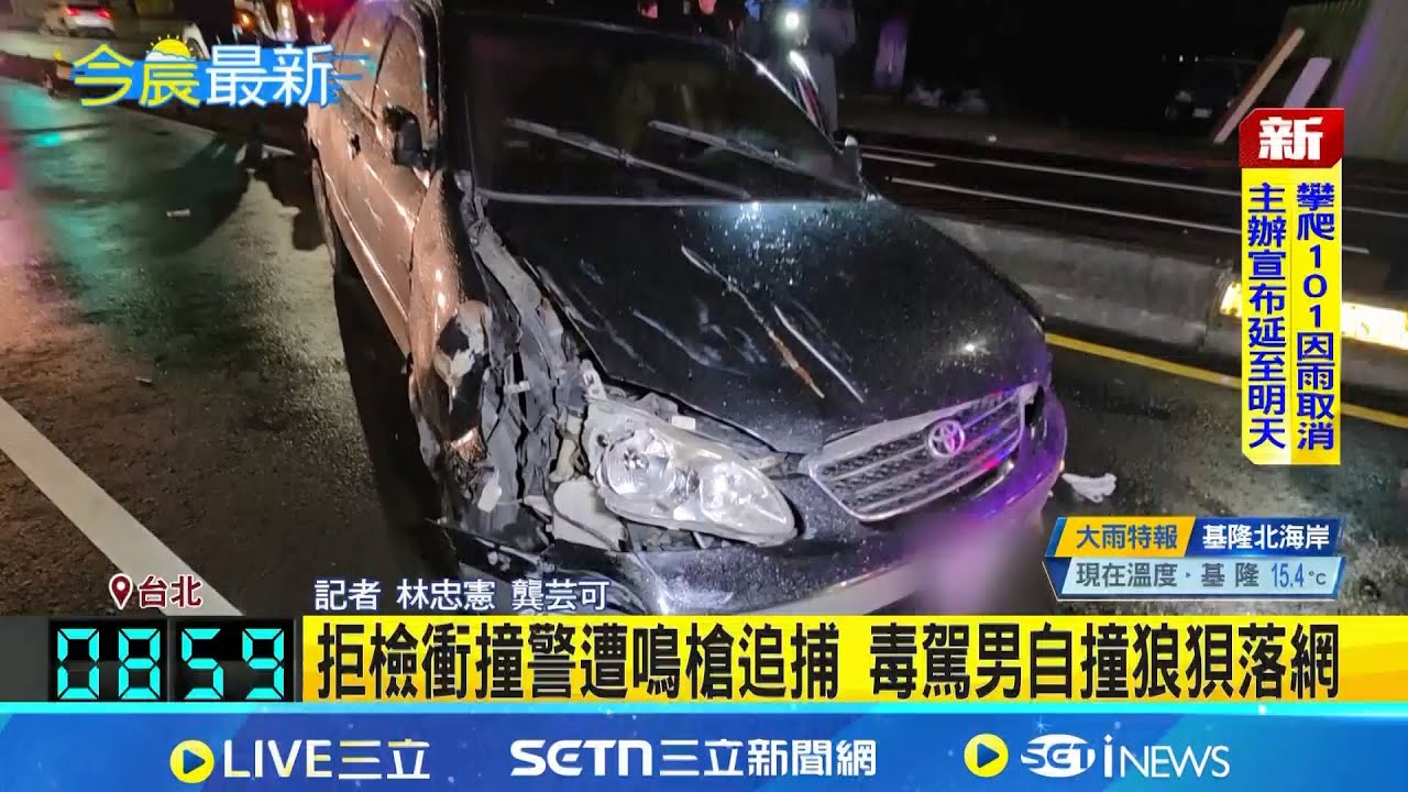 拒檢衝撞警遭鳴槍追捕 毒駕男自撞狼狽落網｜三立新聞網 SETN.com