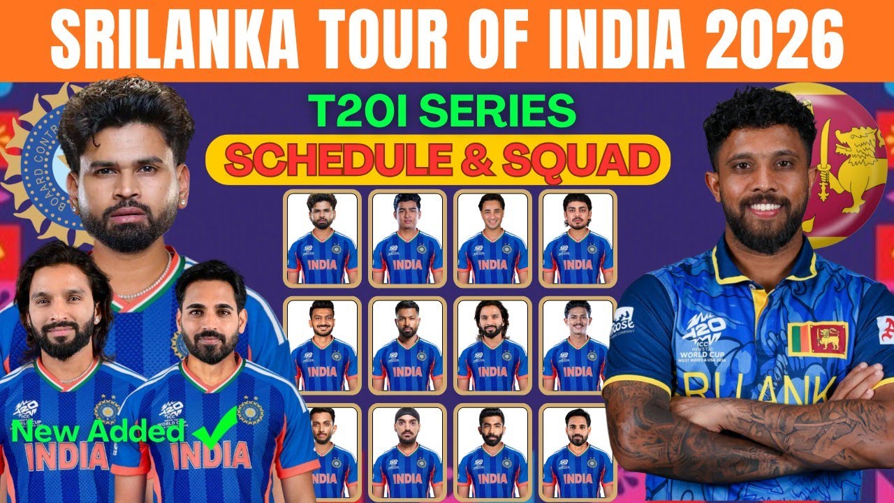 India vs Sri Lanka T20I Series 2026 | Schedule, Match Details & Team India Squad
