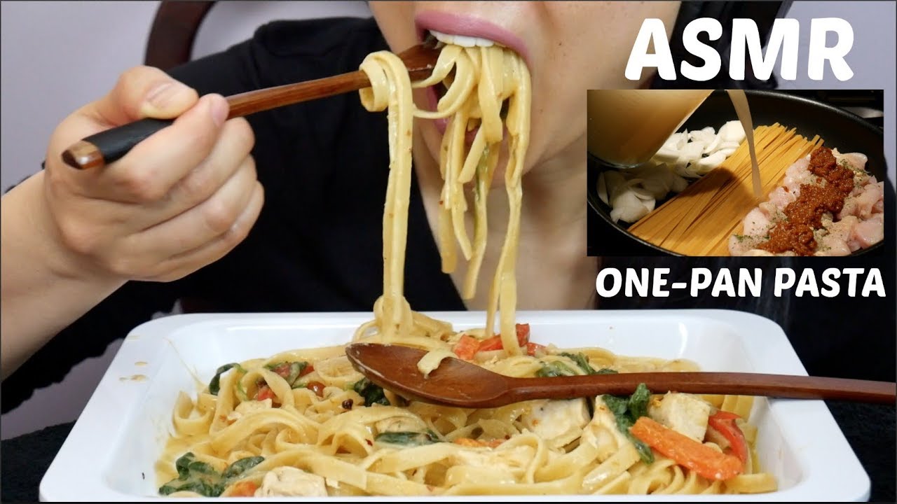 ASMR Easy One PAN Pasta (RECIPE + COOKING EATING SOUNDS) | SAS-ASMR