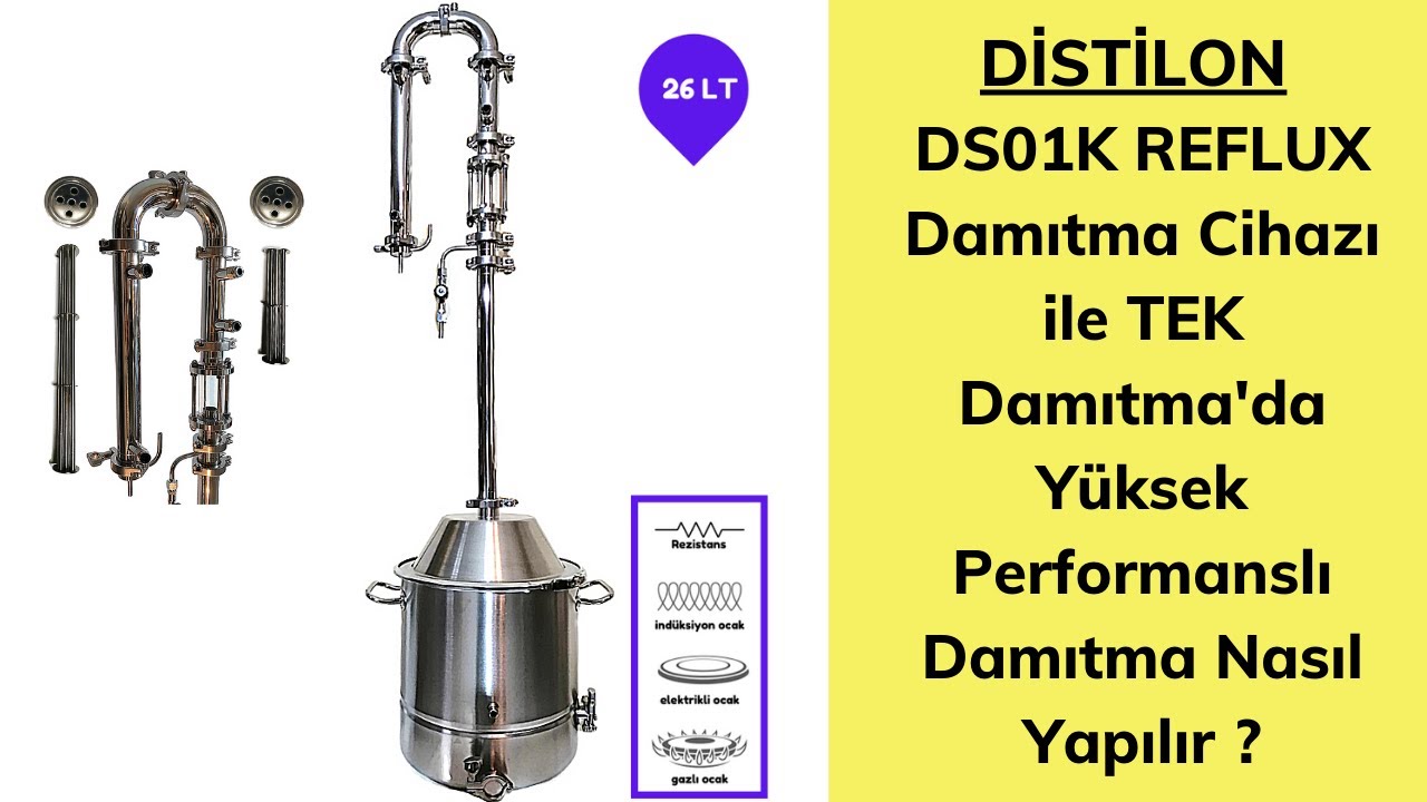 Damıtma Cihazı-İmbik-Distilon DS01K REFLUX Damıtma Cihazı ile TEK DAMITMA'da Yüksek Dereceli Alkol