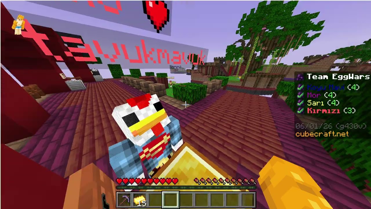 Minecraftta tavukmavuk ile egg wars oynadık