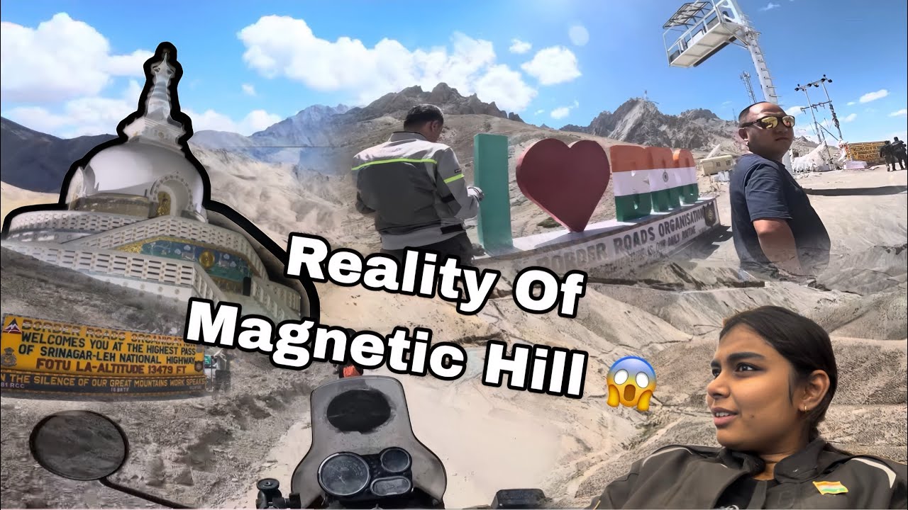 Unmasking Magnetic Hill Truth 😲 | Kargil to Leh Ride + Sangam & Shanti Stupa | GirlBikerKomal – Day 