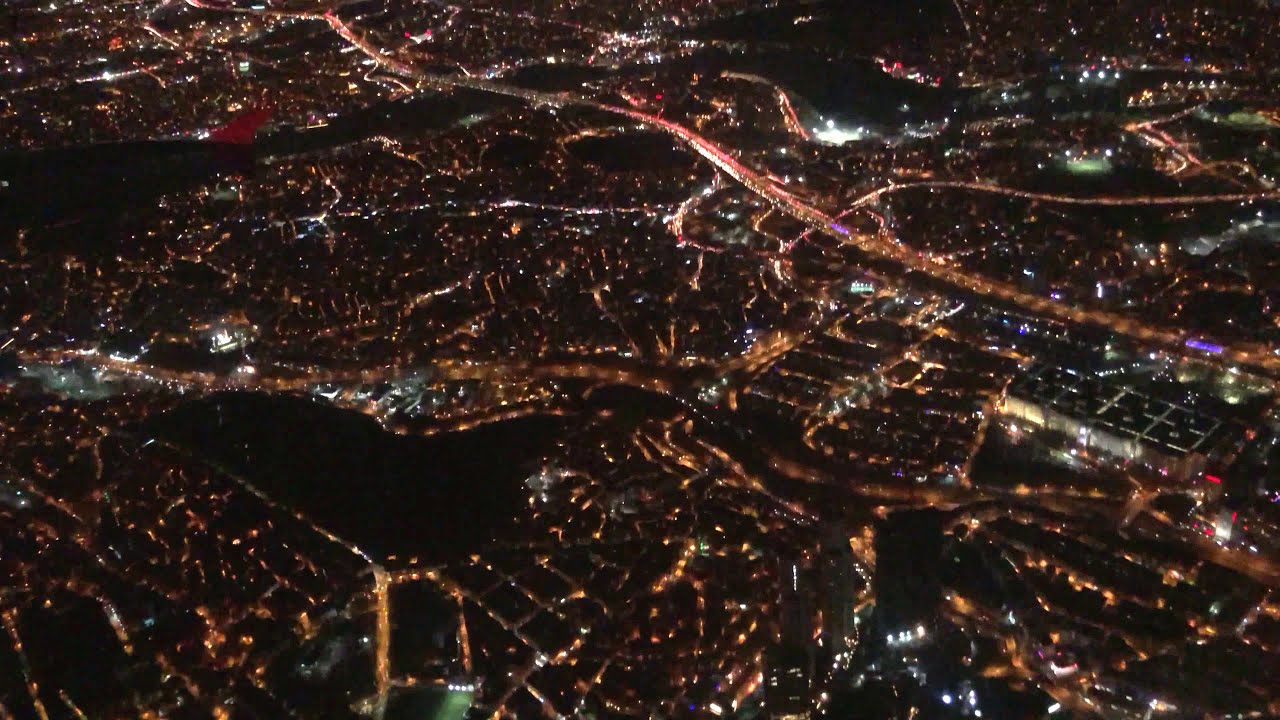 Uçaktan Gece İstanbul (Atatürk Havalimanı İniş)