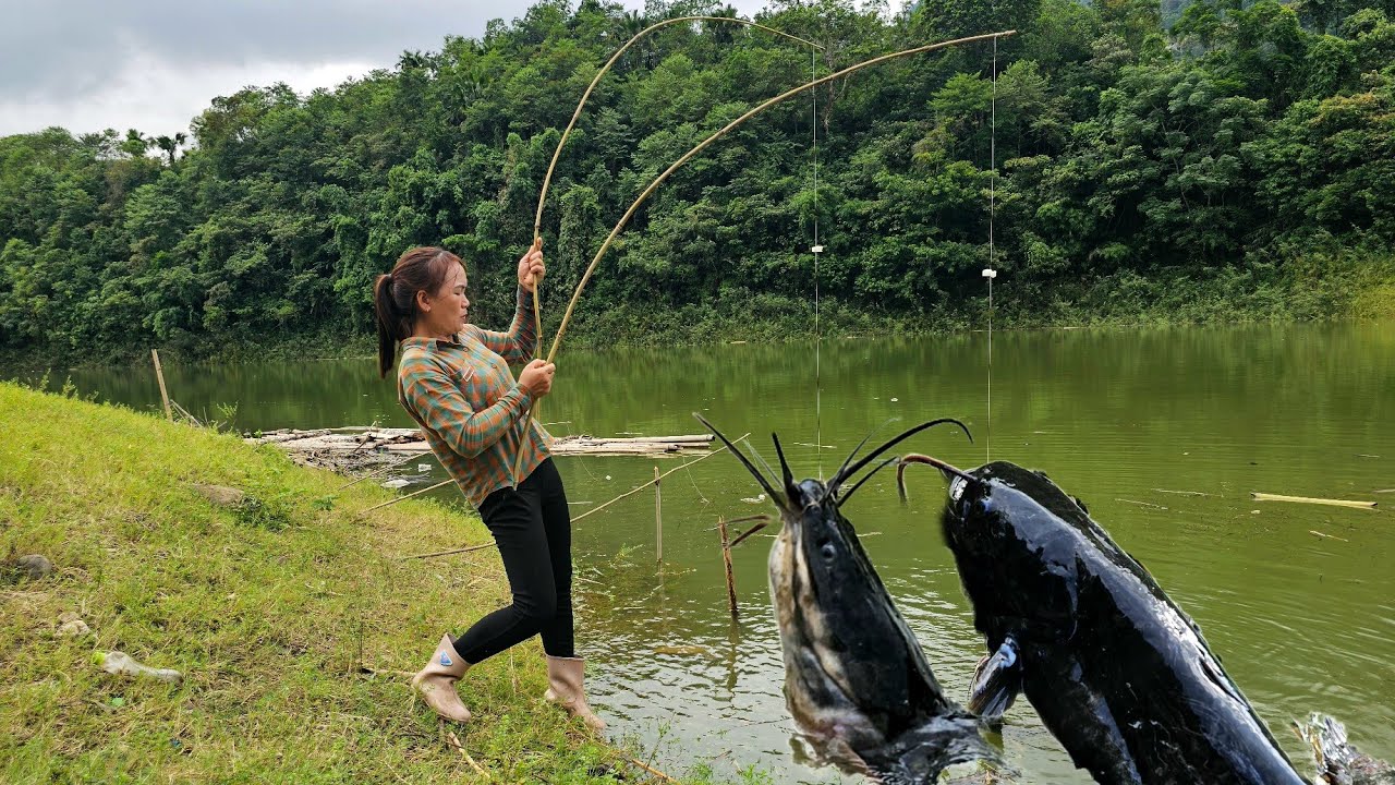 FULL VIDEO Traditional fishing techniques - 80 days single mother caught big fish with many skills