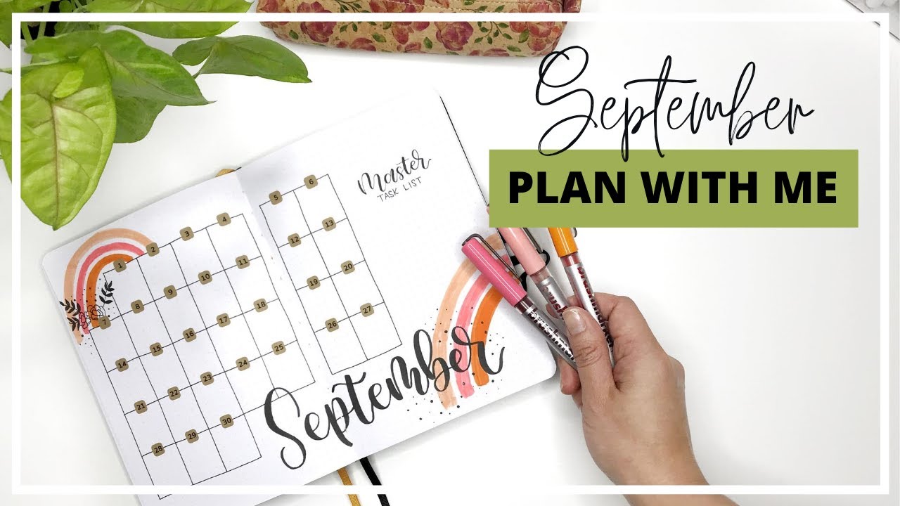 BULLET JOURNAL PLAN WITH ME | September 2020 | Rainbows and flowers theme